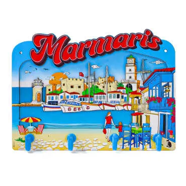Marmaris Themed Wooden Key Holder Rack - 4