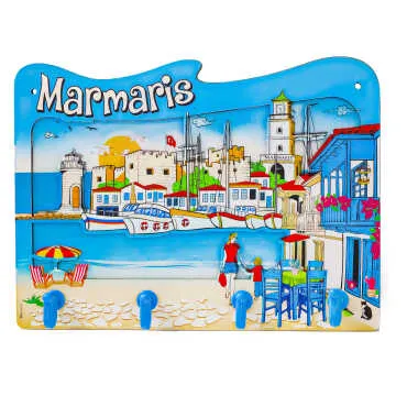 Marmaris Themed Wooden Key Holder Rack - 6