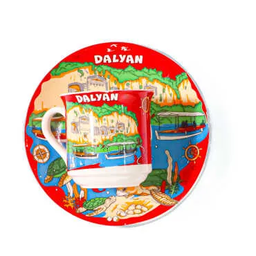 Dalyan Temalı Porselen İkili Kahve Takımı - 2