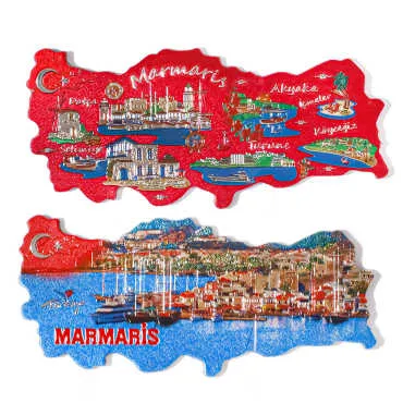 Marmaris Themed Metallic Map Refrigerator Magnet - 2