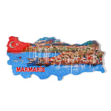 Marmaris Themed Metallic Map Refrigerator Magnet - 3