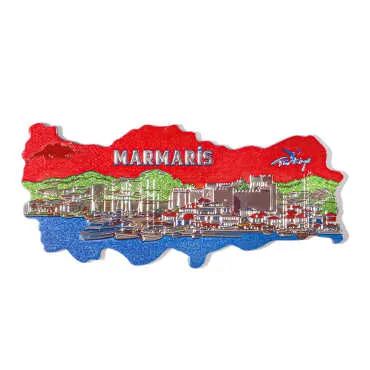 Marmaris Themed Metallic Map Refrigerator Magnet - 7