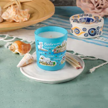 Bodrum Themed Glass Candle