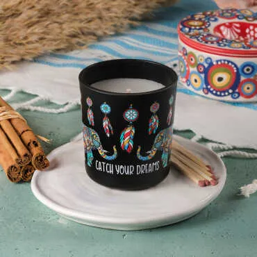 Elephant Themed Glass Candle Holder - 3
