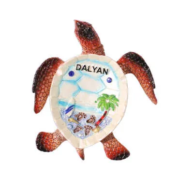 Dalyan Temalı Sedefli Taşlı Polyester Büyük Kaplumbağa Küllük 13.5*12 Cm - 3