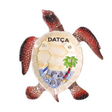 Datça Themed Mother of Pearl Stone Decorated Large Polyester Turtle Ashtray 13.5*12 cm - 3