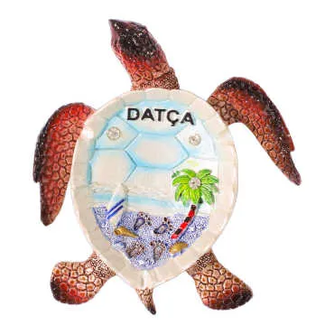 Datça Themed Mother of Pearl Stone Decorated Large Polyester Turtle Ashtray 13.5*12 cm - 4