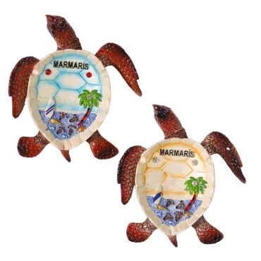 Marmaris Temalı Sedefli Taşlı Polyester Büyük Kaplumbağa Küllük 13.5*12 Cm - 2