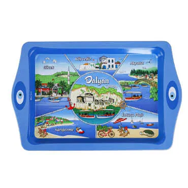 Dalyan Themed Mini Metal Tray 25x16 cm - Standart