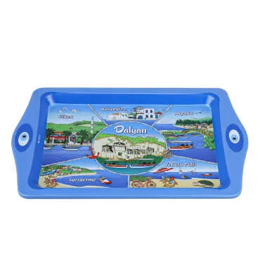 Dalyan Themed Mini Metal Tray 25x16 cm - Standart - 2