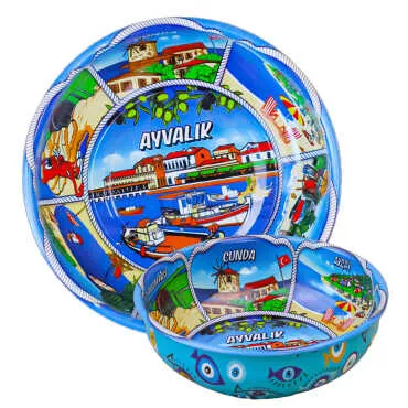 Ayvalık Themed Metal Bowl 115 mm