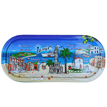 İzmir Themed Oval Tray 35X16 Cm