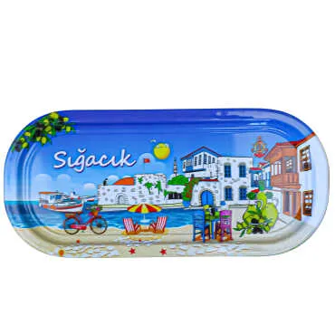 Sığacık Themed Oval Tray 35x16 cm