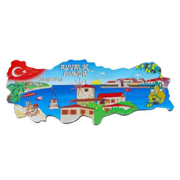 Ayvalık Themed Metallic Map Refrigerator Magnet - 5