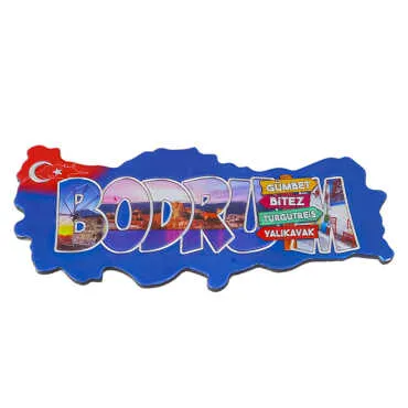 Bodrum Temalı Metalize Harita Magnet - 9