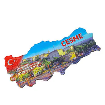 Çeşme Temalı Metalize Harita Magnet - Standart - 2