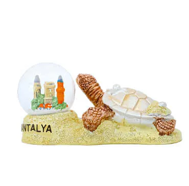 Antalya Themed Polyester Pearl Caretta Water Globe 45 mm