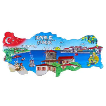 Ayvalık Themed Metallic Map Refrigerator Magnet - 3