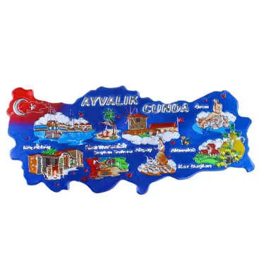 Ayvalık Themed Metallic Map Refrigerator Magnet - 4