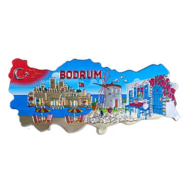 Bodrum Temalı Metalize Harita Magnet - 4