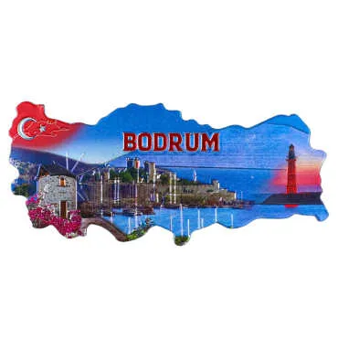 Bodrum Temalı Metalize Harita Magnet - 6