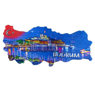 Bodrum Temalı Metalize Harita Magnet - 7