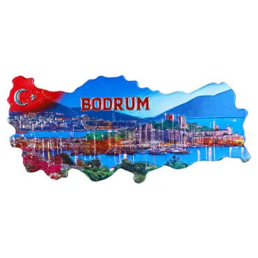 Bodrum Temalı Metalize Harita Magnet - 8