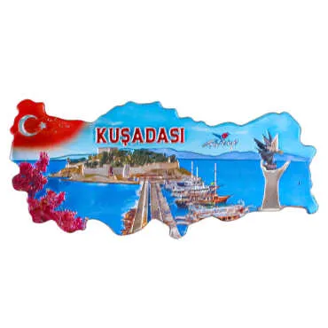 Kuşadası Temalı Metalize Harita Magnet - 5