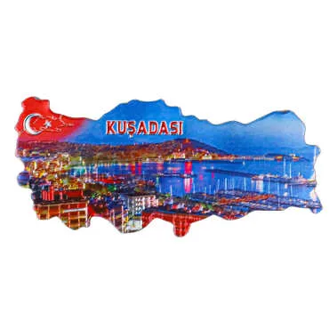 Kuşadası Temalı Metalize Harita Magnet - 6