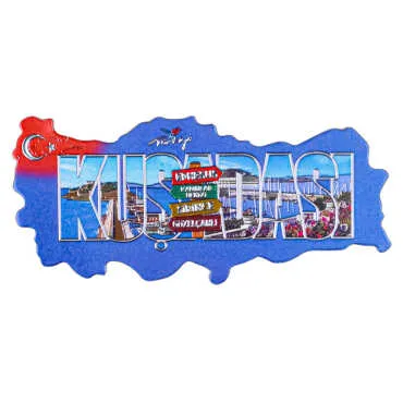 Kuşadası Temalı Metalize Harita Magnet - 7