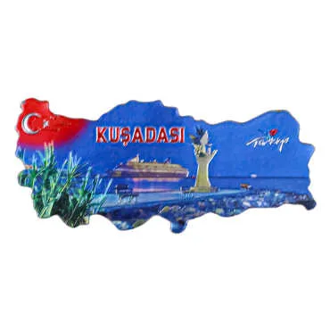 Kuşadası Temalı Metalize Harita Magnet - 9