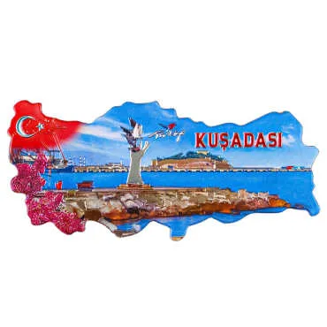 Kuşadası Temalı Metalize Harita Magnet - 10
