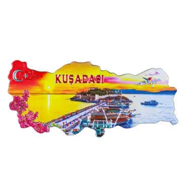 Kuşadası Temalı Metalize Harita Magnet - 11