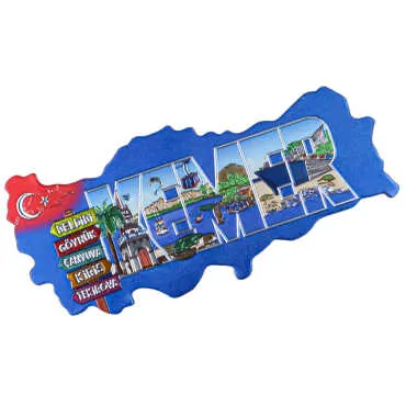 Kemer Themed Metallic Map Refrigerator Magnet - 7