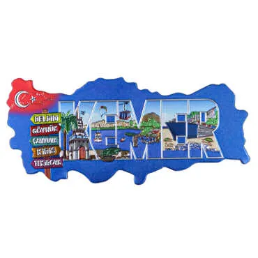 Kemer Themed Metallic Map Refrigerator Magnet