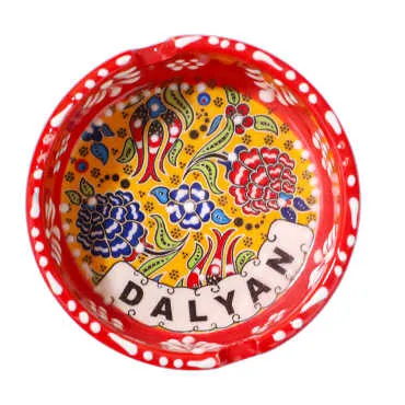 Dalyan Themed Ceramic Small Classic Embossed Ashtray - 7
