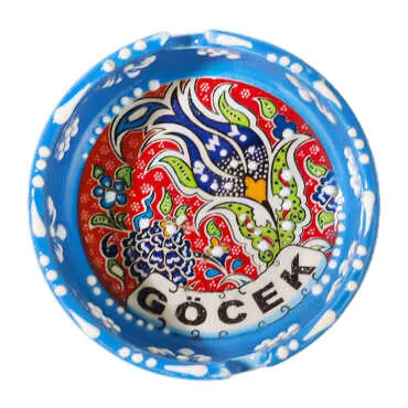 Göcek Temalı Çini Küçük Klasik Özel Kabartma Küllük - 6