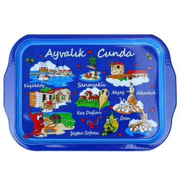 Ayvalık Themed Double Sided Printed Tray 23x30 cm