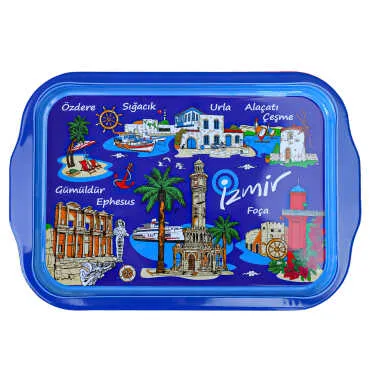 Wholesale Izmir Themed Double Sided Printed Tray 23x30 CM