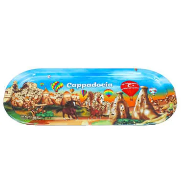 Cappadocia Themed Metal Oval Tray with Triple Bowl Set - Standart - 2