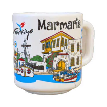 Marmaris Temalı Yöresel Seramik Kapuçino Kupa - 7