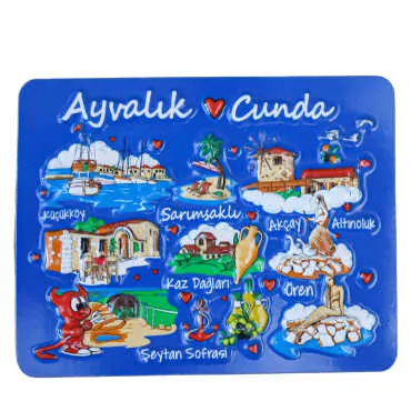 Ayvalık Themed Embossed PVC Refrigerator Magnet 70x90 mm