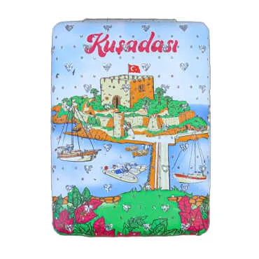 Kuşadası Themed Myros Rectangular Curved PU Mirror