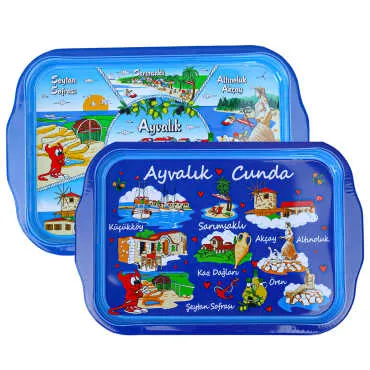 Ayvalık Themed Double Sided Printed Tray 23x30 cm - 2