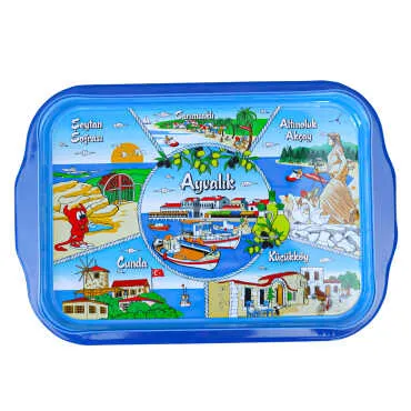 Ayvalık Themed Double Sided Printed Tray 23x30 cm - 3