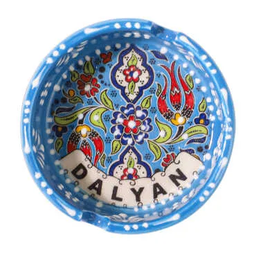 Dalyan Themed Ceramic Small Classic Embossed Ashtray - 2