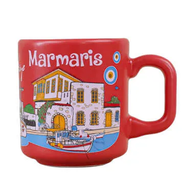 Marmaris Temalı Yöresel Seramik Kapuçino Kupa - 2