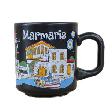 Marmaris Temalı Yöresel Seramik Kapuçino Kupa - 3