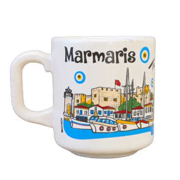 Marmaris Temalı Yöresel Seramik Kapuçino Kupa - 5