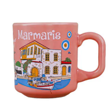 Marmaris Temalı Yöresel Seramik Kapuçino Kupa - 6